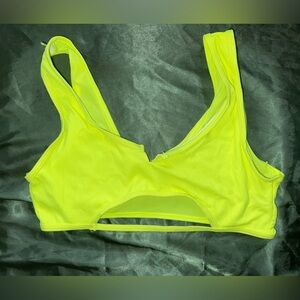Neon yellow peekaboo bikini top